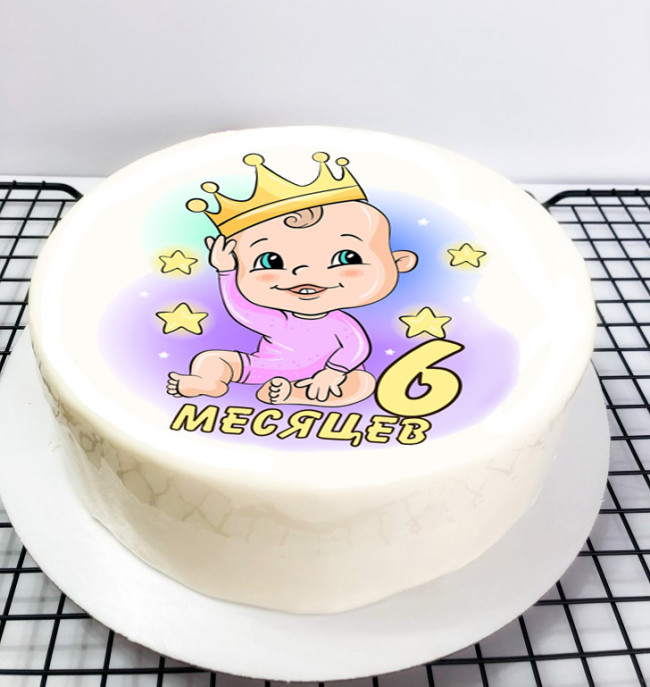 Муссовый торт «6 месяцев» (девочка)