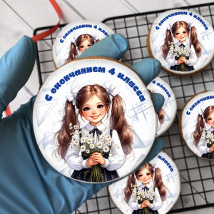 Имбирный пряник "С окончанием 4 класса (девочки)", 10 шт