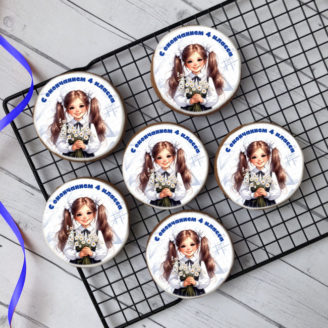 Имбирный пряник "С окончанием 4 класса (девочки)", 10 шт Имбирный пряник "С окончанием 4 класса (девочки)", 10 шт