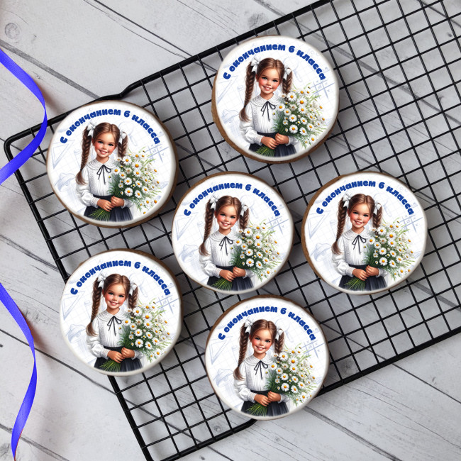 Имбирный пряник "С окончанием 6 класса (девочки)", 10 шт Имбирный пряник "С окончанием 6 класса (девочки)", 10 шт