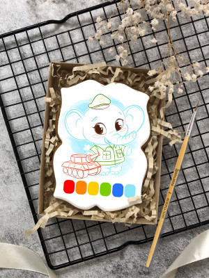 Пряник раскраска для мальчика (слоник) 