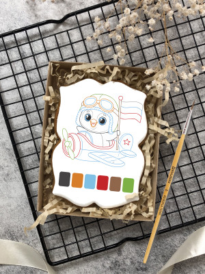 Пряник раскраска для мальчика (пингвин)  