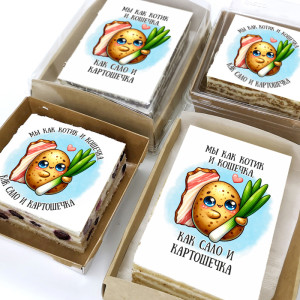 Торт-открытка "Мы как котик и кошечка"