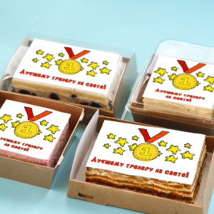 Торт-открытка "Медаль тренеру"