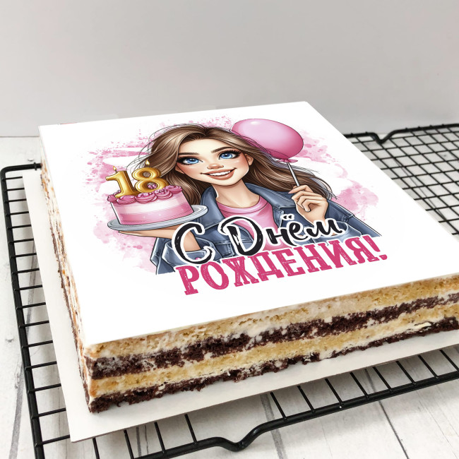 Торт-открытка "18 лет (для девушки)"    