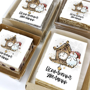 Торт-открытка "Исполнения желаний (снеговик)"