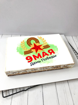 Торт-открытка "9 МАЯ (зеленый фон)"