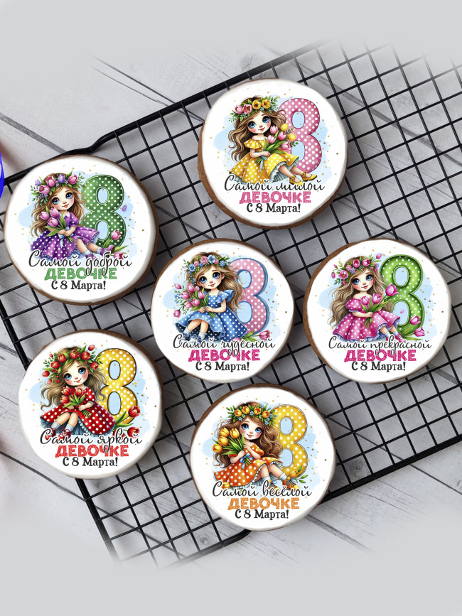 Имбирный пряник "8 марта" (девочки), 6 шт   