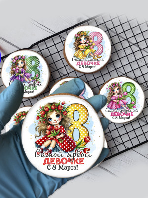 Имбирный пряник "8 марта" (девочки), 6 шт   