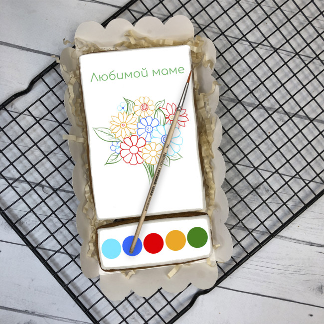 Пряник раскраска "Любимой маме (цветы)" Пряник раскраска "Любимой маме (цветы)"