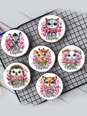 Имбирный пряник "8 марта" (звери), 6 шт    