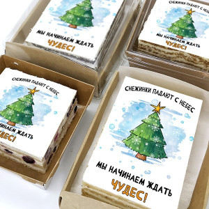 Торт-открытка "Снежинки падают с небес..."