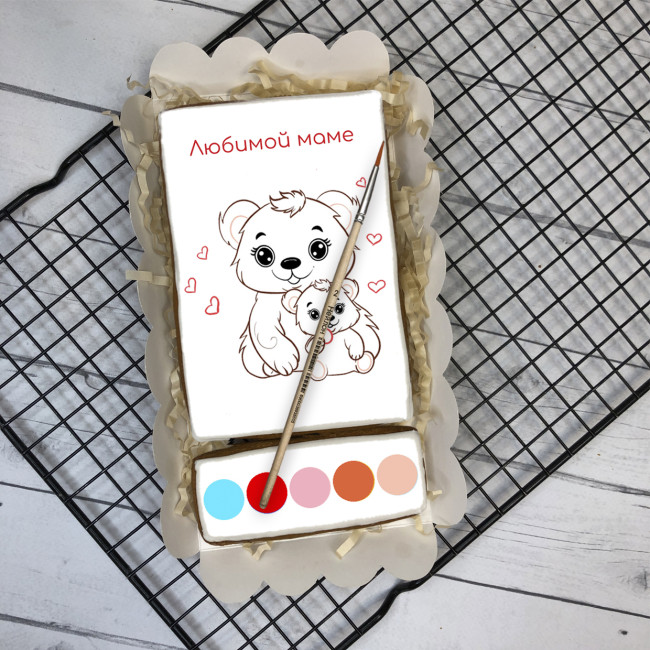 Пряник раскраска "Любимой маме (медведи)" 