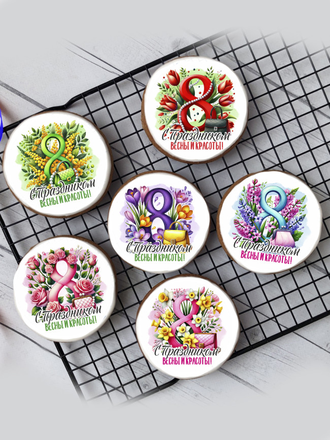 Имбирный пряник "8 марта" (цветы), 6 шт   