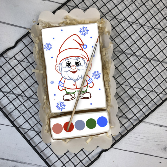 Пряник раскраска "Новогодний гномик"  