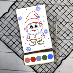 Пряник раскраска "Новогодний гномик"  