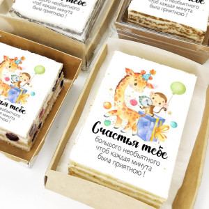 Торт-открытка "Жираф и обезьянка"