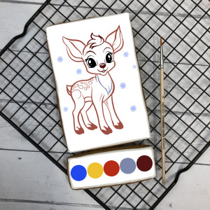 Пряник раскраска "Новогодний олень"   