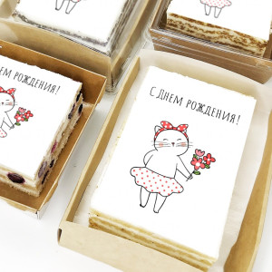 Торт-открытка "Котик девочка"