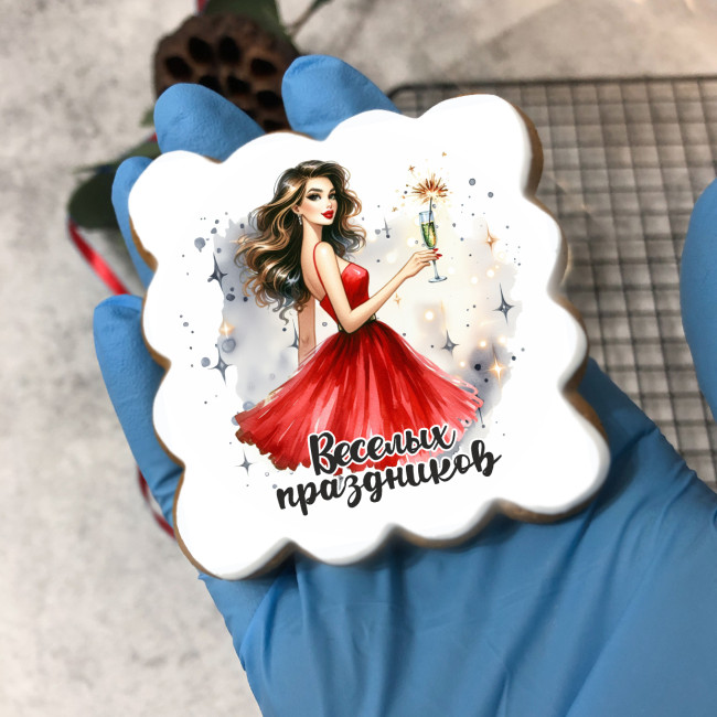 Набор имбирных пряников "С Новым годом" для девушки, 2 шт Набор имбирных пряников "С Новым годом" для девушки, 2 шт