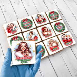 Имбирные пряники "Угощение на Новый год", 12 шт    