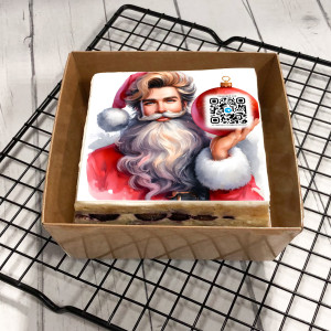 Торт-открытка "Поздравление с QR кодом (Дед Мороз)"
