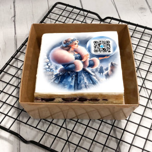 Торт-открытка "Поздравление с QR кодом (Снегурочка)"
