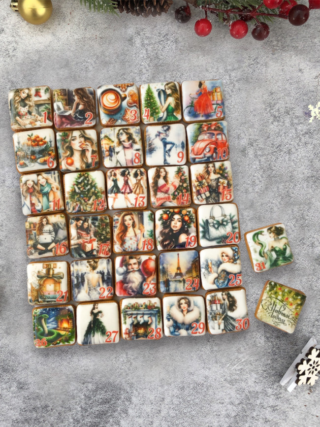 Пряничный Адвент-календарь для современной девушки