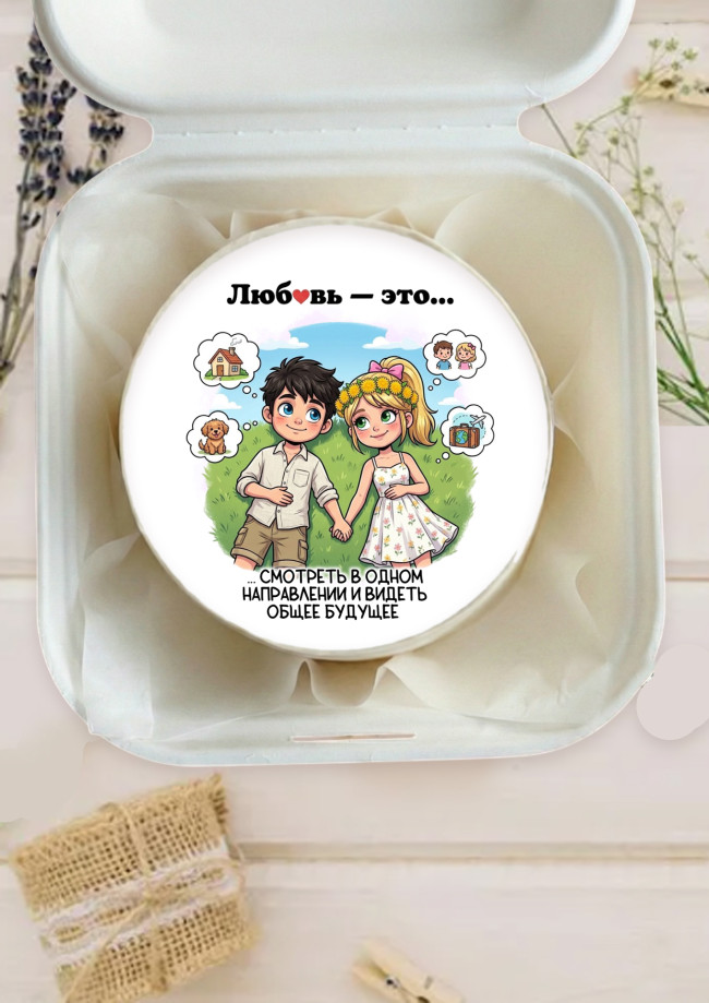 Бенто-торт "Любовь-это... Смотреть в одном направлении" 