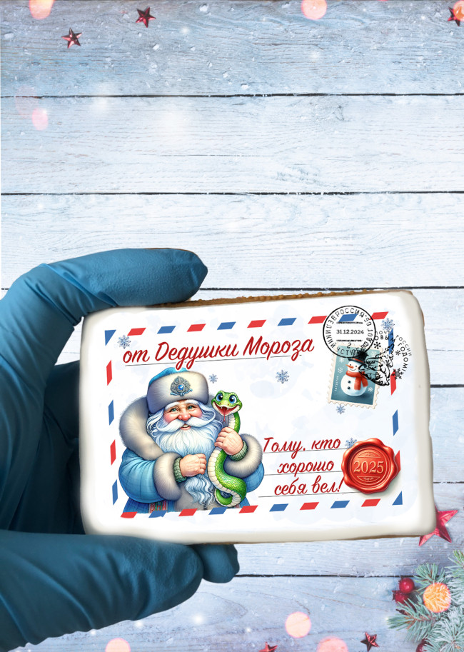 Имбирные пряники "Письмо от Деда Мороза" (Мороз и Снегурочка), 10 шт    