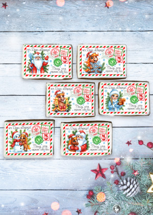 Имбирные пряники "Письмо от Деда Мороза" (Мороз и Снегурочка), 10 шт    