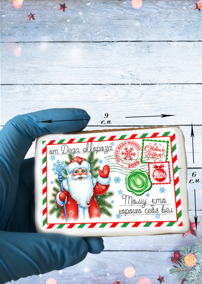 Имбирные пряники "Письмо от Деда Мороза" (Мороз и Снегурочка), 10 шт    