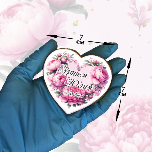 Имбирный пряник-бонбоньерка, подарок для гостей в день свадьбы "Сердце" (в розовом исполнении), 10 шт Имбирный пряник-бонбоньерка, подарок для гостей в день свадьбы "Сердце" (в розовом исполнении), 10 шт