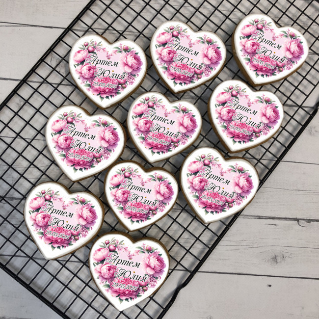 Имбирный пряник-бонбоньерка, подарок для гостей в день свадьбы "Сердце" (в розовом исполнении), 10 шт Имбирный пряник-бонбоньерка, подарок для гостей в день свадьбы "Сердце" (в розовом исполнении), 10 шт