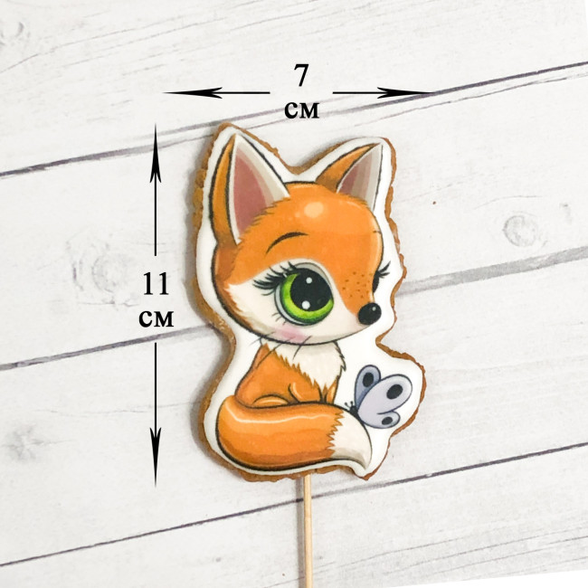 Пряничные топперы, украшение для детского торта "Лисичка"   