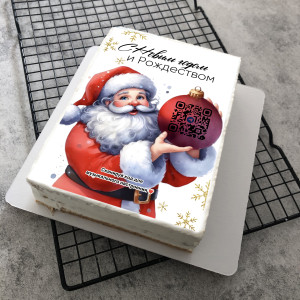 Торт-открытка с музыкальным поздравлением на Новый год "Поздравление от Деда Мороза" 