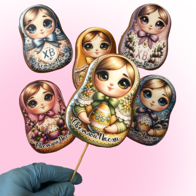 Имбирные пряники "Пасхальные матрешки", 6 шт