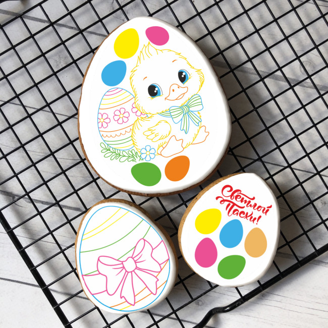 Набор имбирных пряников раскрасок на Пасху "Уточка" 