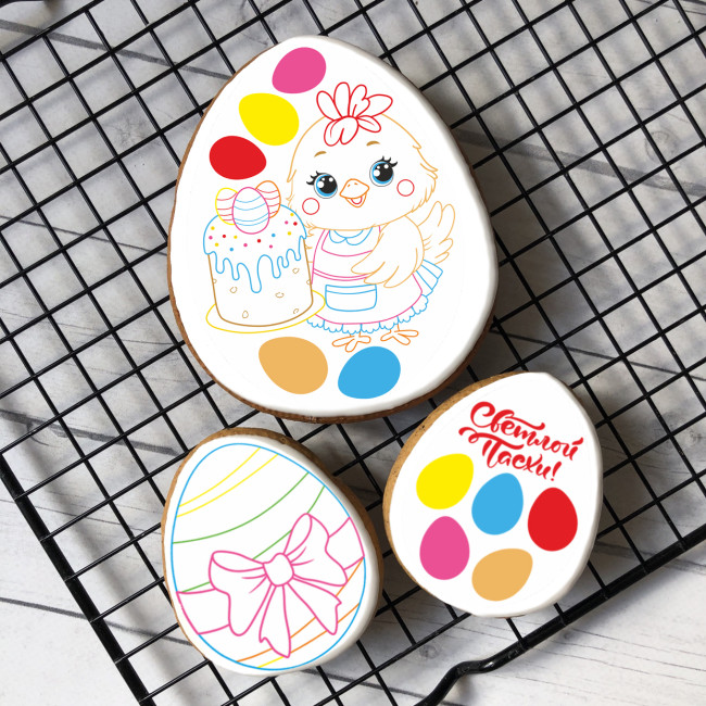 Набор имбирных пряников раскрасок на Пасху "Курочка"  