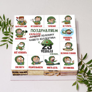Торт-ассорти корпоративный, для мужчин на 23 февраля с пожеланиями Торт-ассорти корпоративный, для мужчин на 23 февраля с пожеланиями